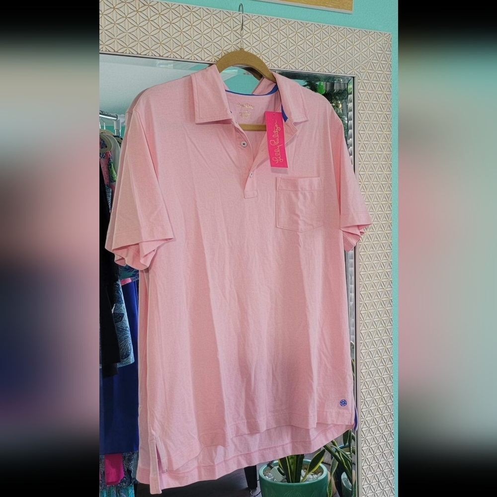 Lilly Pulitzer Men's Polo Pink Tropics Med
